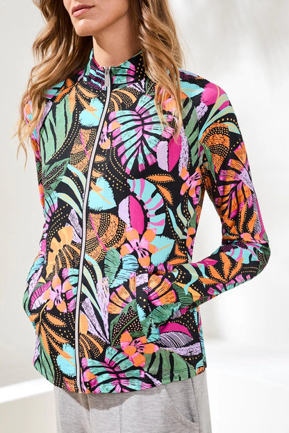 UPF 50+ High Performance Mesh Mock-Neck Zip-Up Cardigan. Style TR1817O-3024
