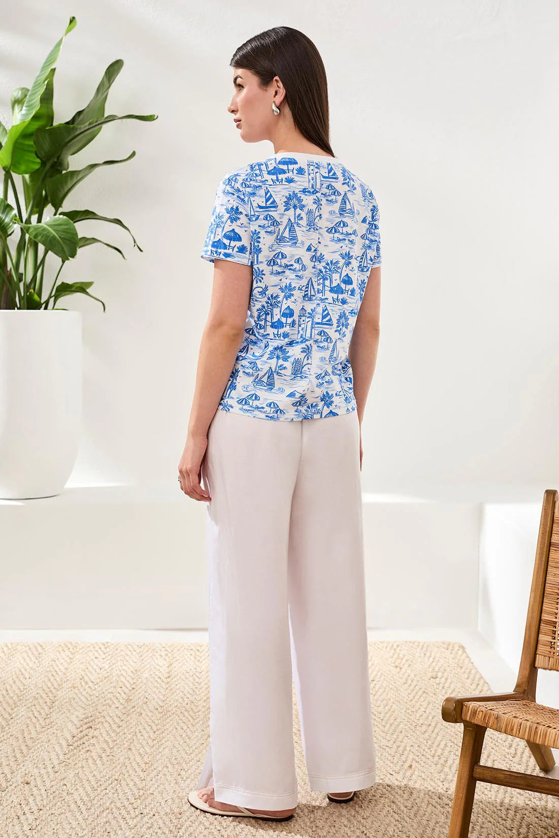 Printed Slub Knit Crew Neck Top. Style TR2431O-8419