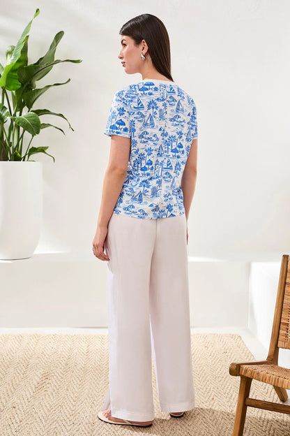 Printed Slub Knit Crew Neck Top. Style TR2431O-8419