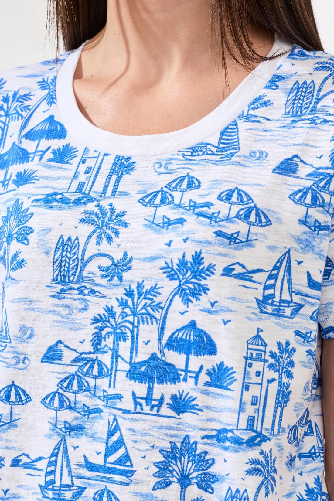 Printed Slub Knit Crew Neck Top. Style TR2431O-8419