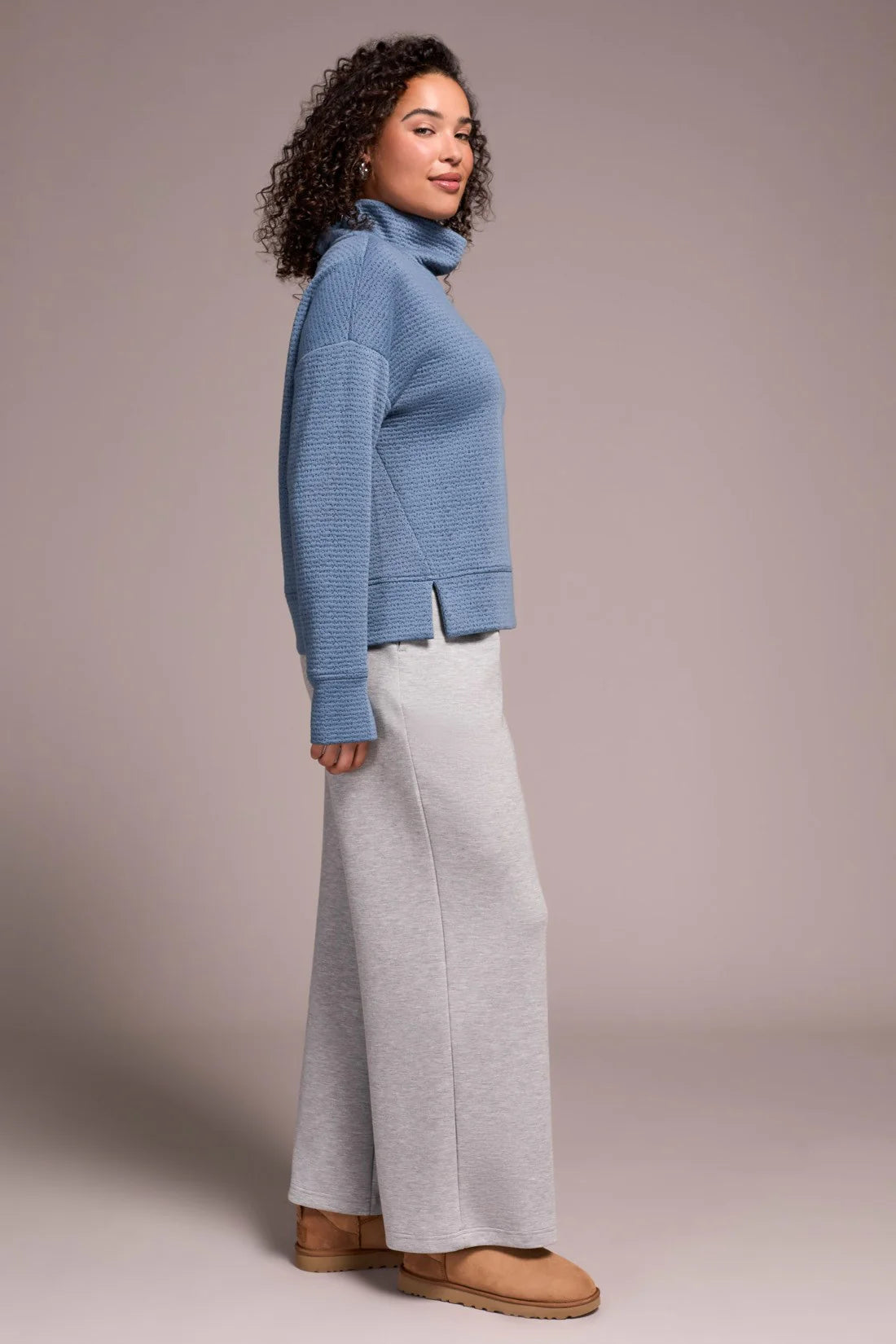Funnel Neck Puckered Knit Top. Style TR2240O-8240