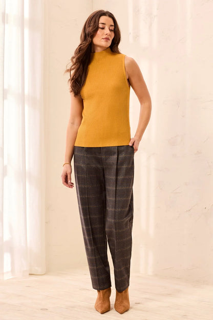 Ribbed Funnel Neck Sleeveless Knit Tank. Style TR3124O-835