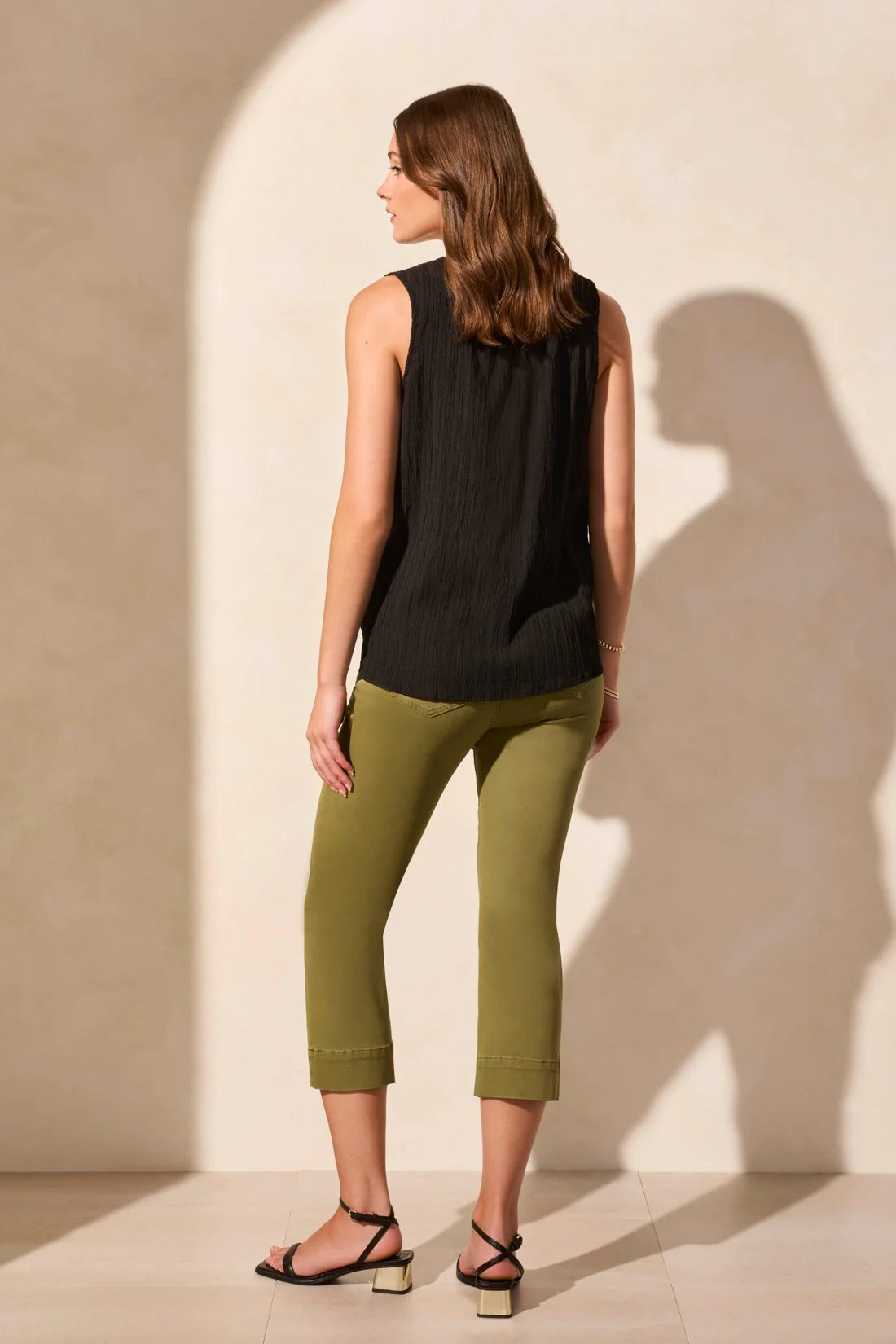 Sleeveless Flowy V-Neck Textured Blouse. Style TR2168O-8140