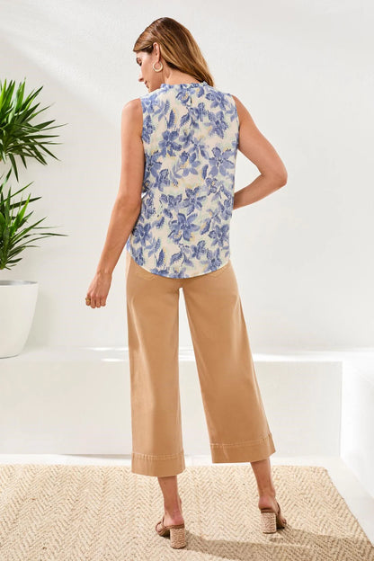 Sleeveless Frill-Neck Printed Blouse. Style TR6170O-5186