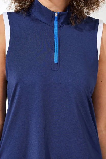 Sleeveless Zip Mock Neck Tech Top. Style TR3018O-3506