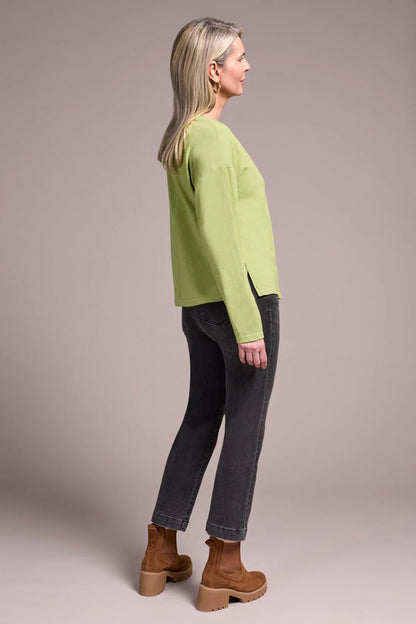 Slub Knit Flatlock V-Neck Top. Style TR2282O-8285