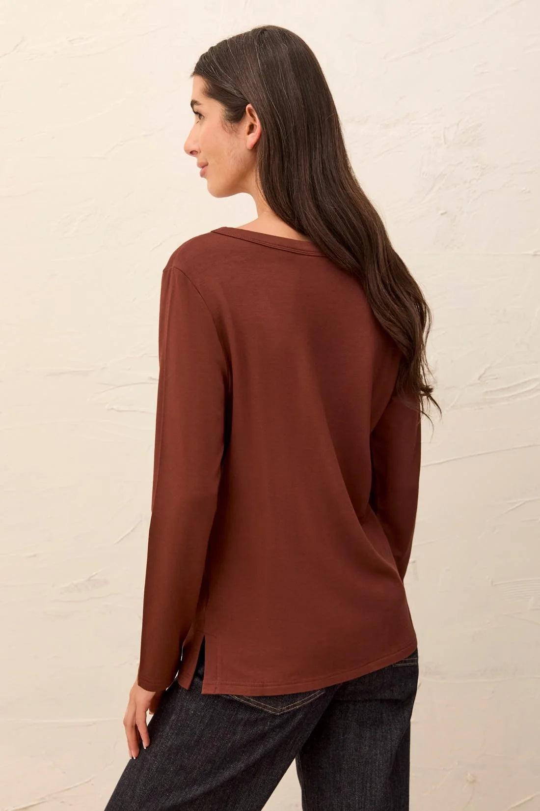 Soft French Terry Scoop Neck Long Sleeve Top. Style TR5895O-2422