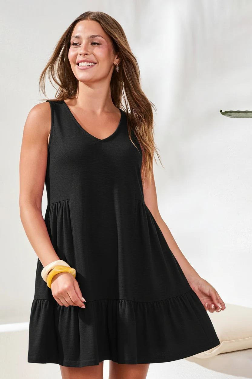 Frills & Pockets Sleeveless Dress. Style TR1340O-8285