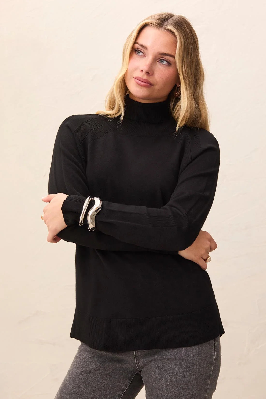 Soft Viscose Blend Long Sleeve Mock Turtleneck Sweater. Style TR3210O-8477