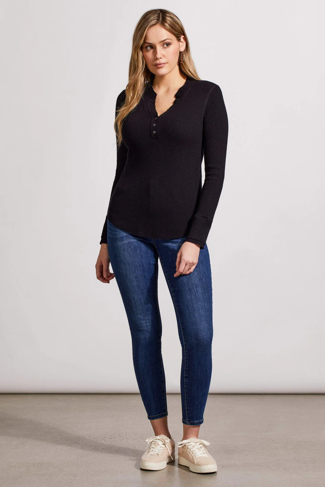 Soft Washed Waffle Henley Top. Style TR5671O-5159