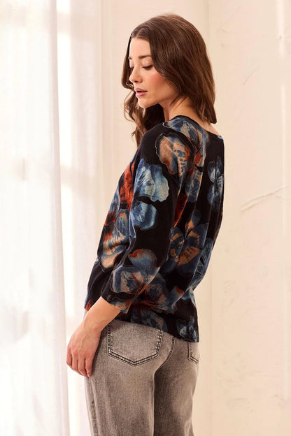 Soft Yarn Three-Quarter Sleeve Crewneck Sweater. Style TR2175O-8169