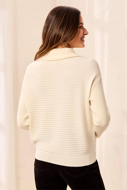 Soft Zip-Up V-Neck Sweater. Style TR6028O-5118