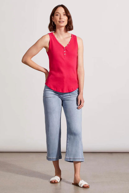 Solid Cotton Henley Tank. Style TR5361O-4926