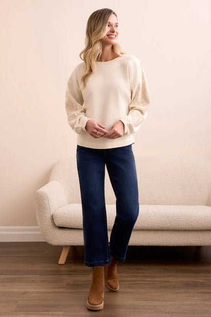 Special Wash Arm Applique Sweater. Style TR5986O-5082