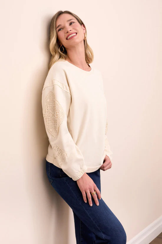 Special Wash Arm Applique Sweater. Style TR5986O-5082