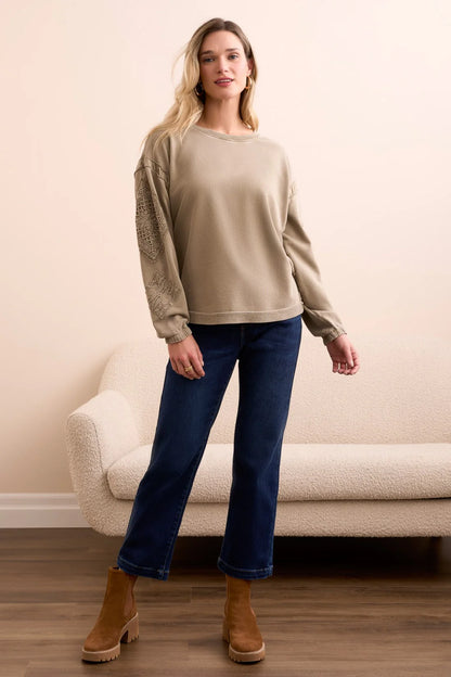 Special Wash Arm Applique Sweater. Style TR5986O-5082