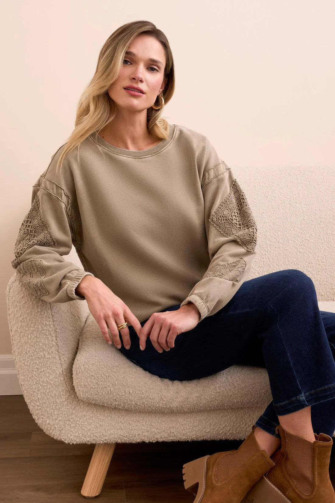 Special Wash Arm Applique Sweater. Style TR5986O-5082