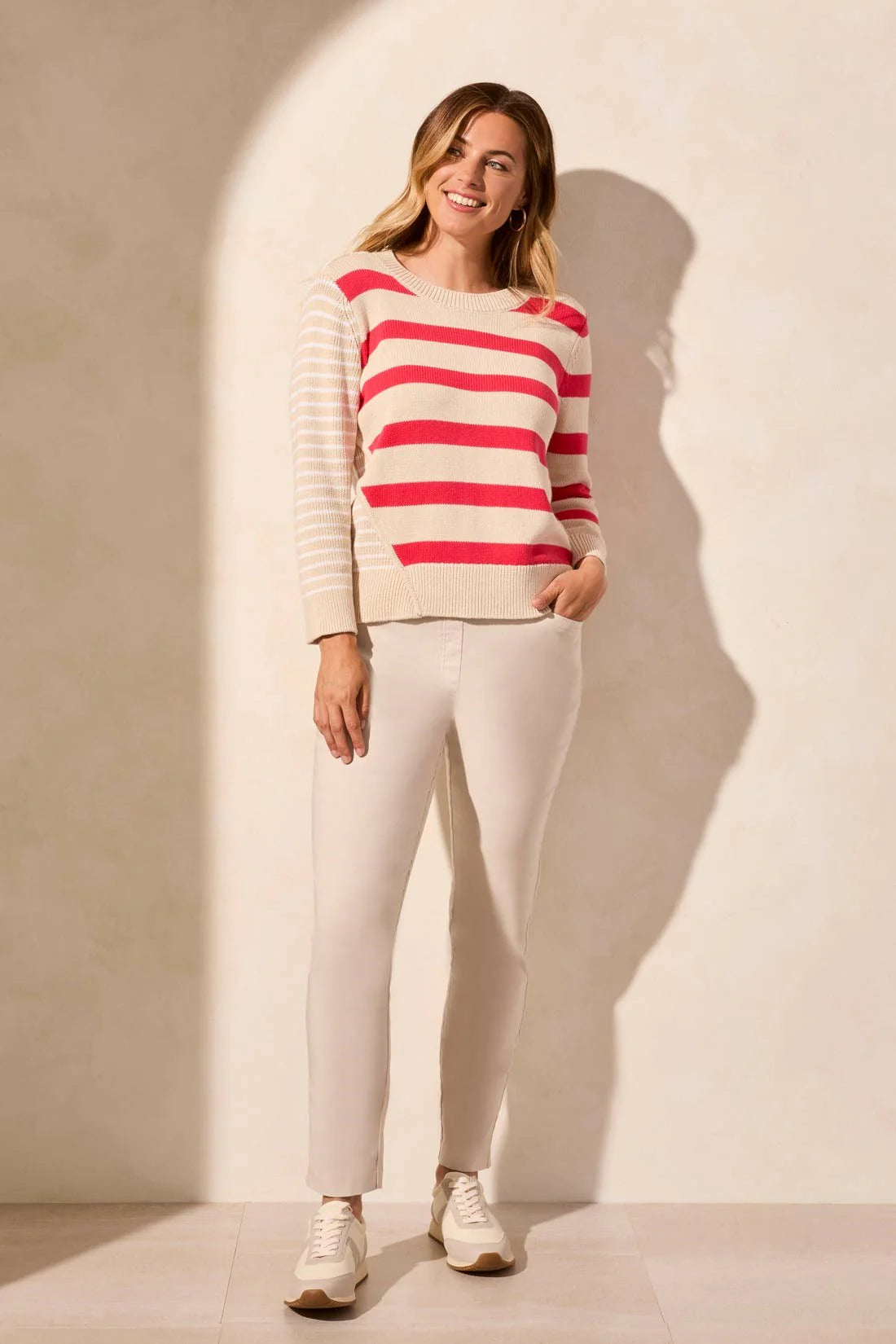 Striped Contrast Side Sweater. Style TR2159O-576