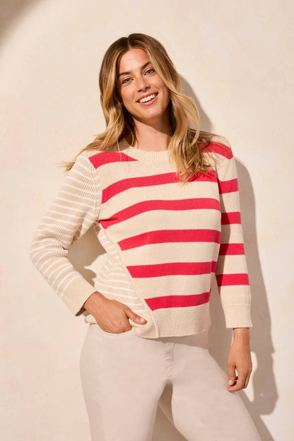 Striped Contrast Side Sweater. Style TR2159O-576