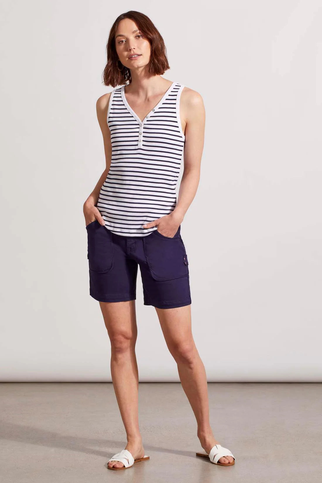 Striped Henley Button Tank. Style TR5361O-4924