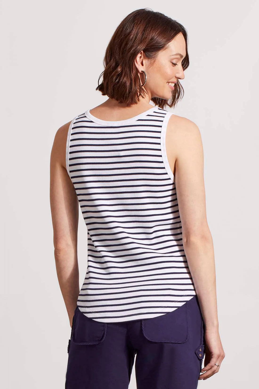 Striped Henley Button Tank. Style TR5361O-4924