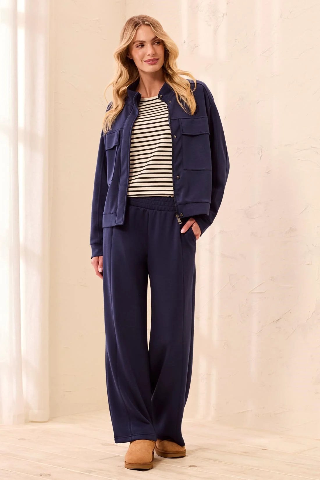 Scuba Knit Pull-On Wide Leg Joggers. Style TR3138O-3390