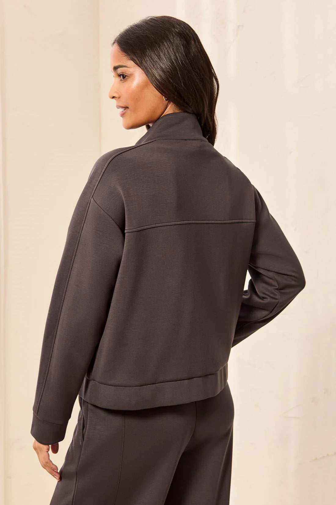 TECHNO LUX Scuba Knit Mock Neck Zip Front Jacket. Style TR3145O-3390
