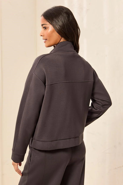 TECHNO LUX Scuba Knit Mock Neck Zip Front Jacket. Style TR3145O-3390