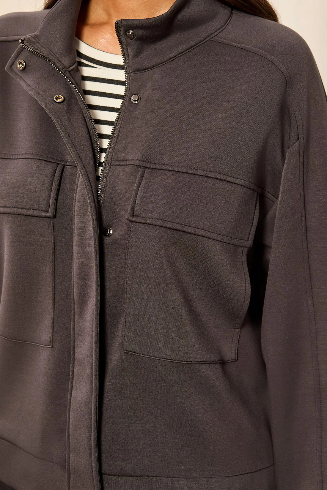 TECHNO LUX Scuba Knit Mock Neck Zip Front Jacket. Style TR3145O-3390