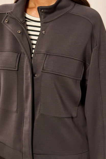 TECHNO LUX Scuba Knit Mock Neck Zip Front Jacket. Style TR3145O-3390