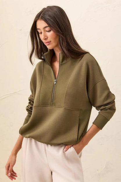 Techno Lux Quarter-Zip Funnel Neck Pullover. Style TR3188O-3390