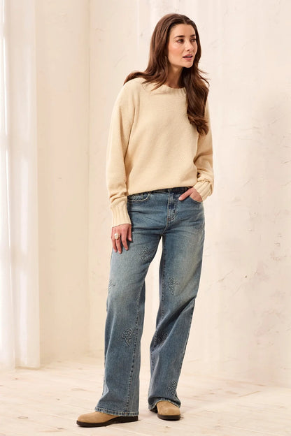 Textured Crew Neck High-Low Sweater. Style TR6305O-5816