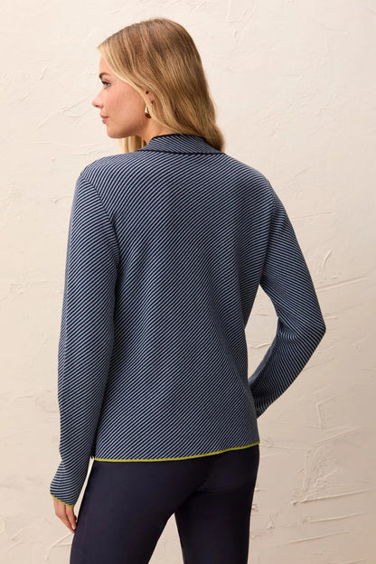 Textured Diagonal Stripe Split Neck Sweater. Style TR3184O-576
