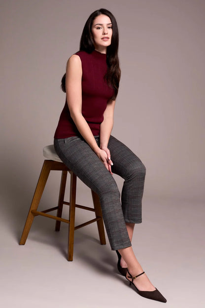 Sleeveless Mock Neck Ribbed Top. Style TR1561O-3833