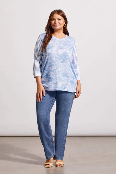 Combo Print 3/4 Sleeve Top. Style TR7629V-1619