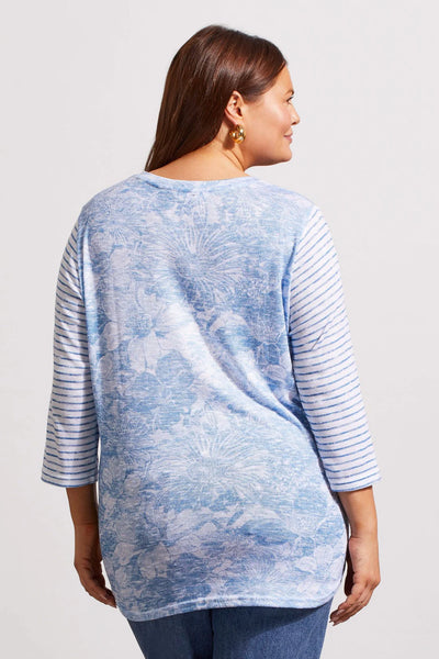 Combo Print 3/4 Sleeve Top. Style TR7629V-1619