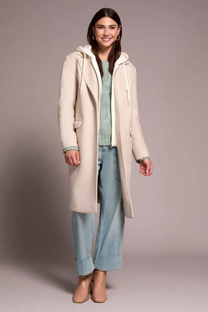 Soft Knit Removable Fooler Hoodie Coat . Tribal TR5942O-5369
