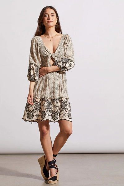 Wear Two Ways Shirred or Tie Front Boho Dress. Style TR901O-4634