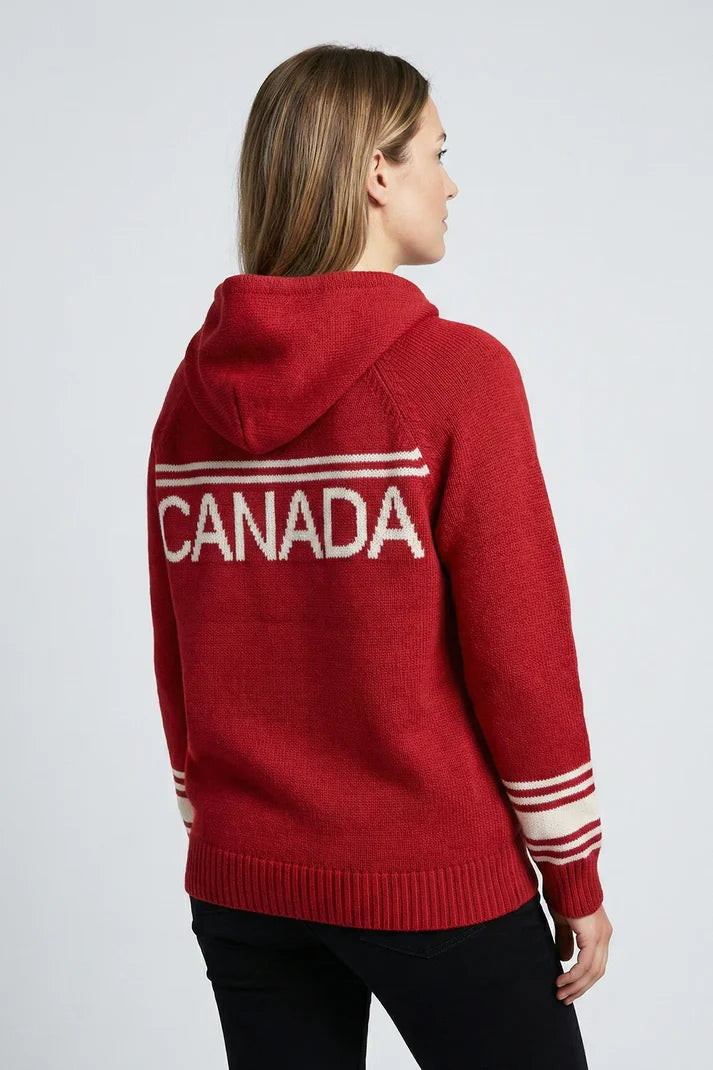 Maple Leaf & "Canada" Knitted Hoodie. Style CKI5206