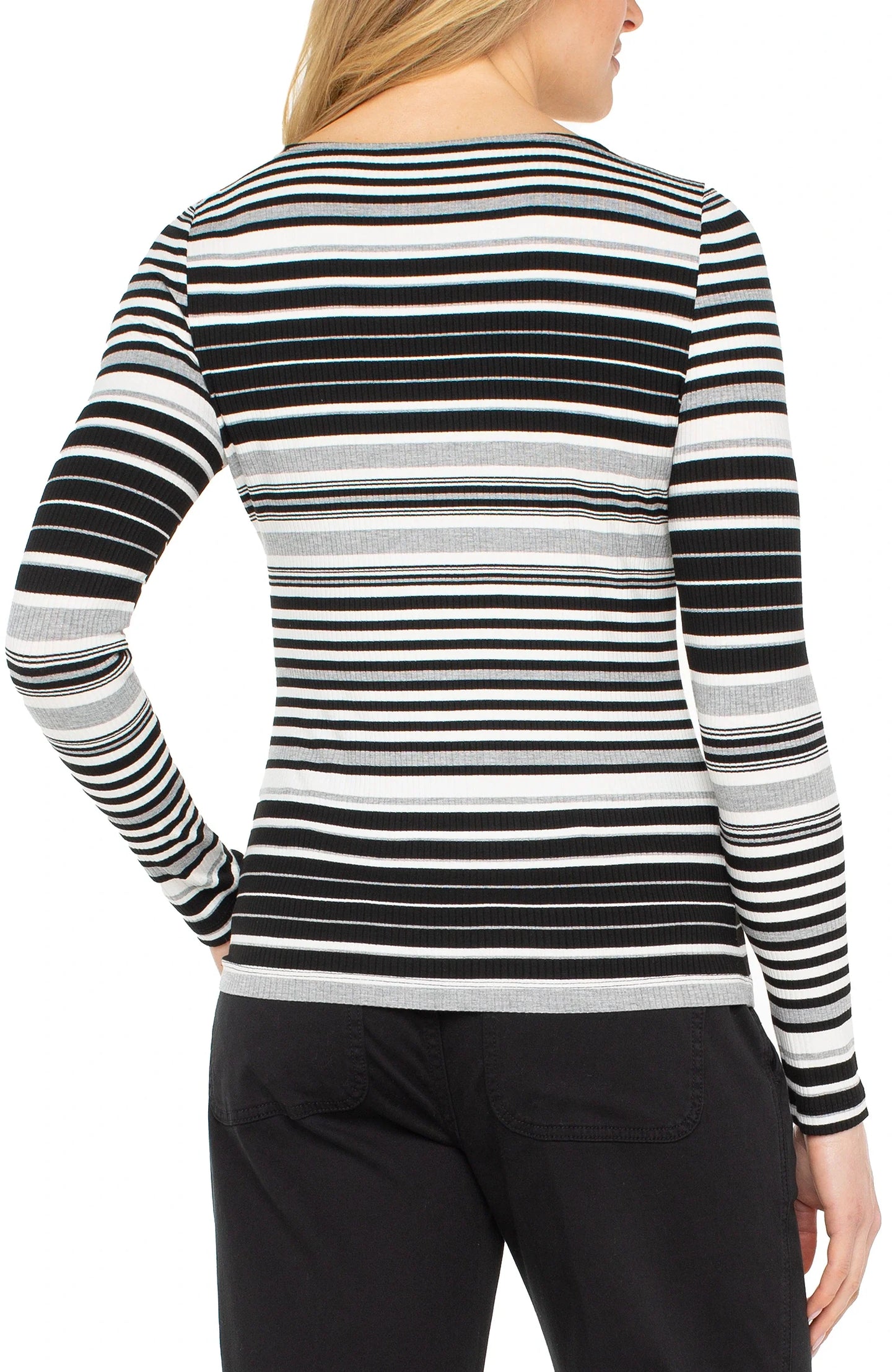 Striped Fitted Long Sleeve Top. Style LVLM8E22KB04