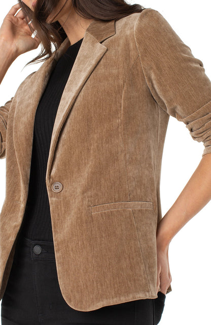 Open Front Velvet Blazer. Style LVLM1601UC1