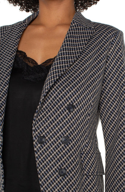 Faux Double Breasted Pattern Blazer. Style LVLM1B42C81