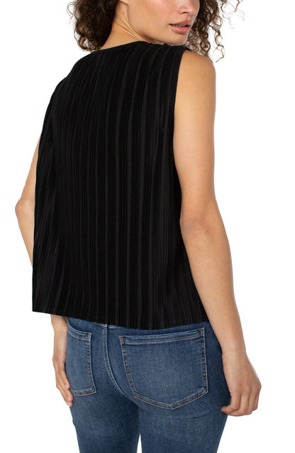 Boat Neck Ruched Fabric Tank. Style LVLM8J05PK7