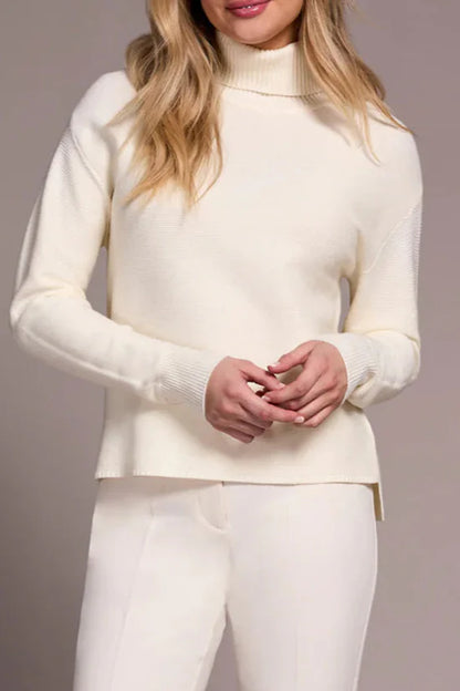 Hi-Lo Turtleneck Side Slits Sweater. Style TR5980O-5063