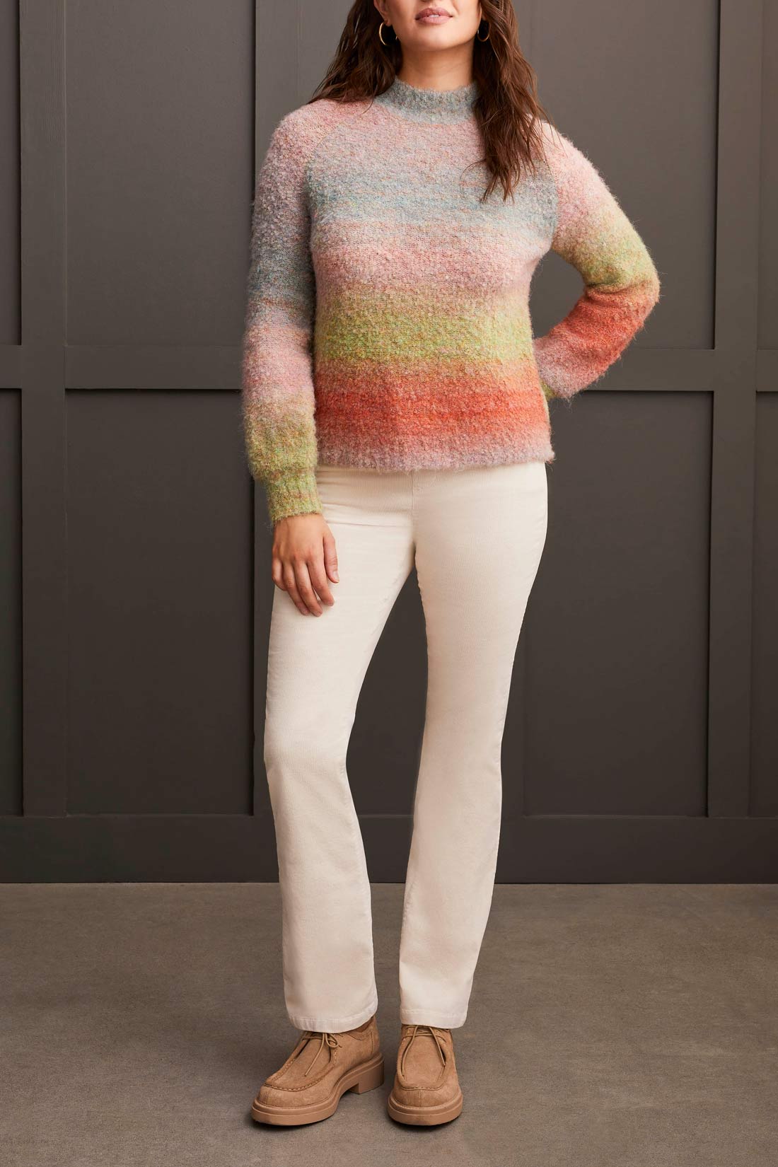 Ombre Bouclé Mock Neck Sweater. Style TR1942O-3963