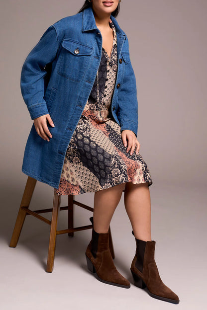 Long Button Front Quilted Shacket. Style TR5902O-5352