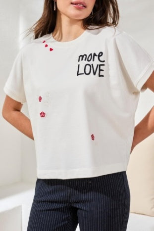 Dolman Sleeve 'More Love' Embroidered Top. Style TR6099O-5140