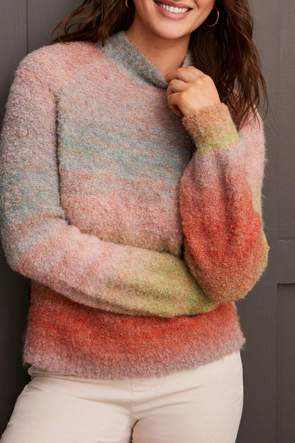 Ombre Bouclé Mock Neck Sweater. Style TR1942O-3963