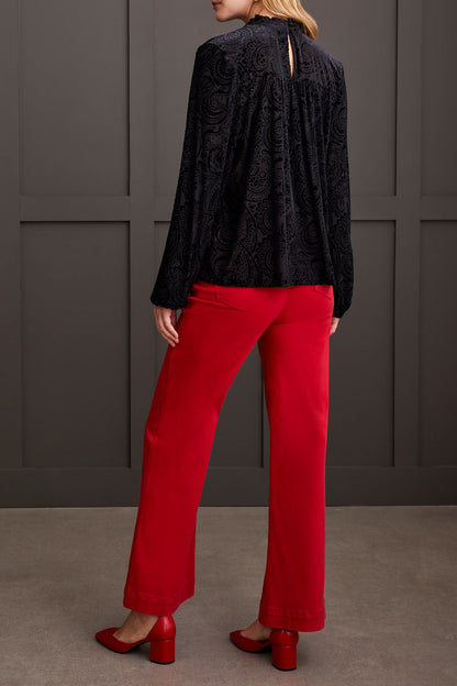 Ruffled Textured Puff Sleeve Top. Style TR1992O-8071