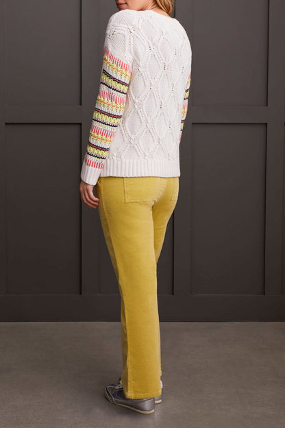 Multicoloured Sleeve Knit Sweater. Style TR1851O-3954